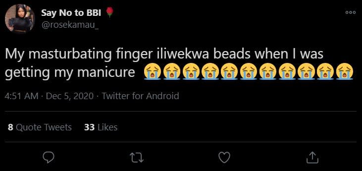 Say no to bbi rosekamau my masturbating finger iliwekwa beads when was getting m