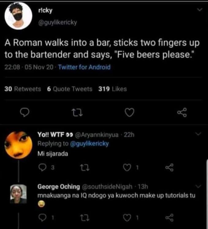 Dcky guyllkercky a roman walks into a bar sticks two fingers up to the bartender