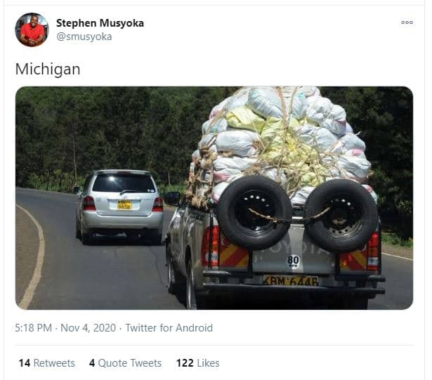 Stephen musyoka smusyoka michigan iar 5.18 pm nov 4, twitter for android 14 retw