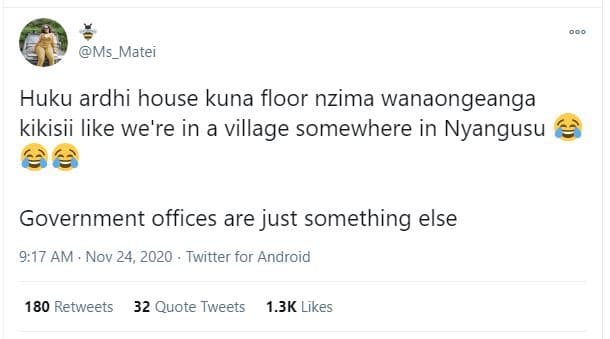 Ms_matei huku ardhi house kuna floor nzima wanaongeanga kikisii like we're in vi