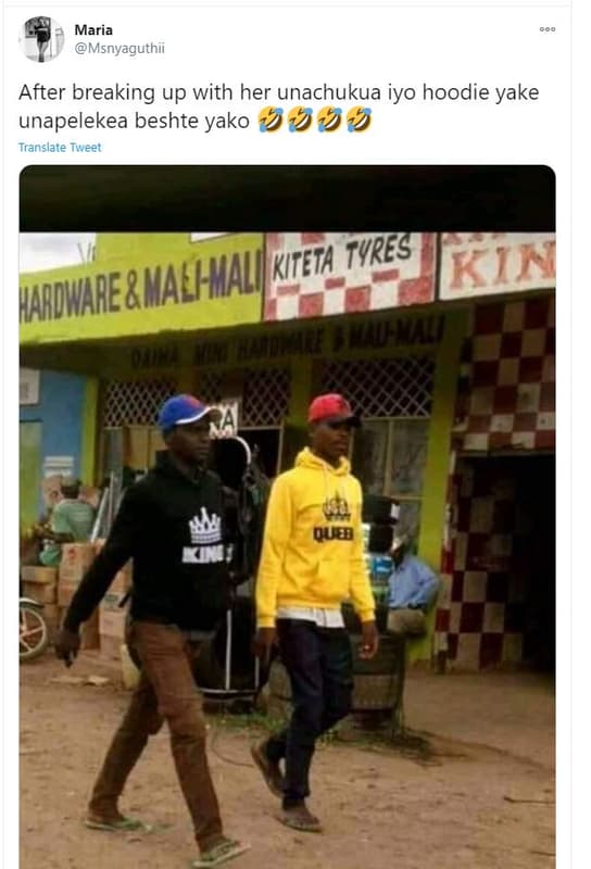 Maria msnyaguthii after breaking up with her unachukua iyo hoodie yake unapeleke