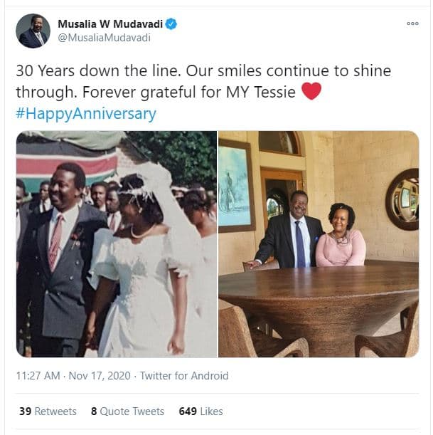 Musalia w mudavadi musaliamudavadi 30 years down the line. our smiles continue t