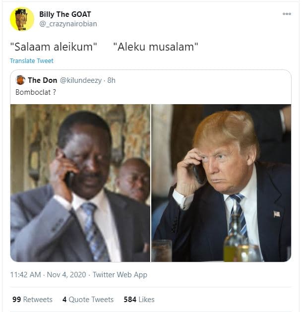 Billy the goat crazynairobian salaam aleikum translate tweet 'aleku musalam the