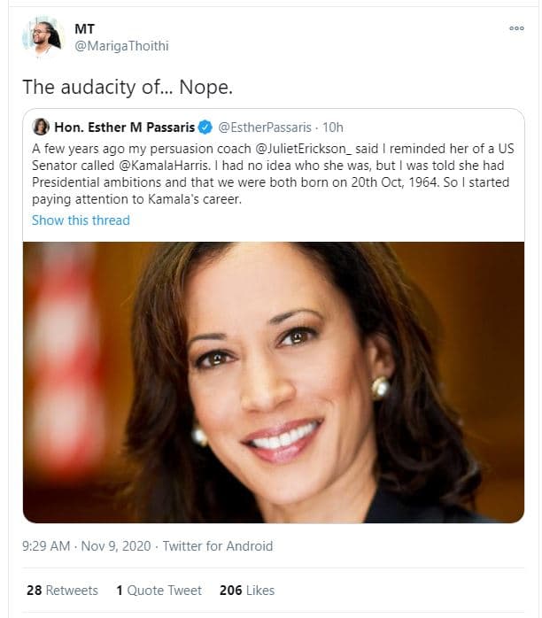 Mt marigathoithi the audacity of_ nope hon_ esther m passaris estherpassaris . 1