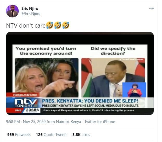 Eric njiru ericnjiiru ntv don't care 942 you promised you'd turn the economy aro