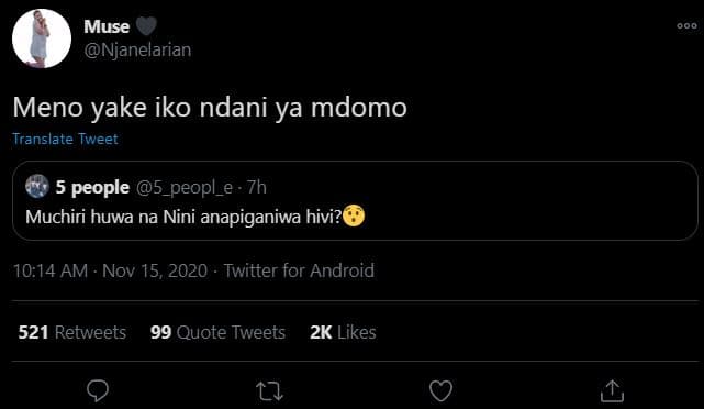 Muse njanelarian meno yake iko ndani ya mdomo translate tweet 'people 5_peopl_e