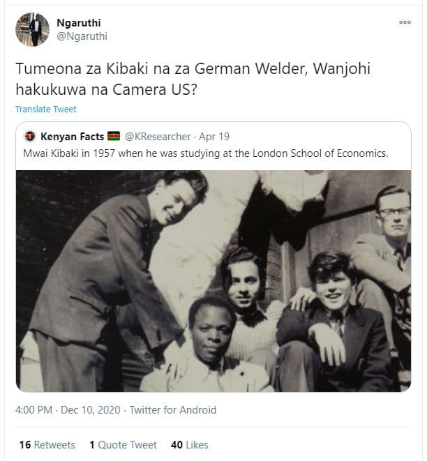 Ngaruthi ngaruthi tumeona za kibaki na za german welder, wanjohi hakukuwa na cam
