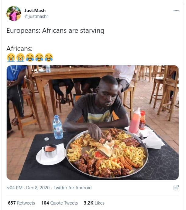 Justmash justmash1 europeans africans are starving africans ffeee 5.04 pm dec 8,
