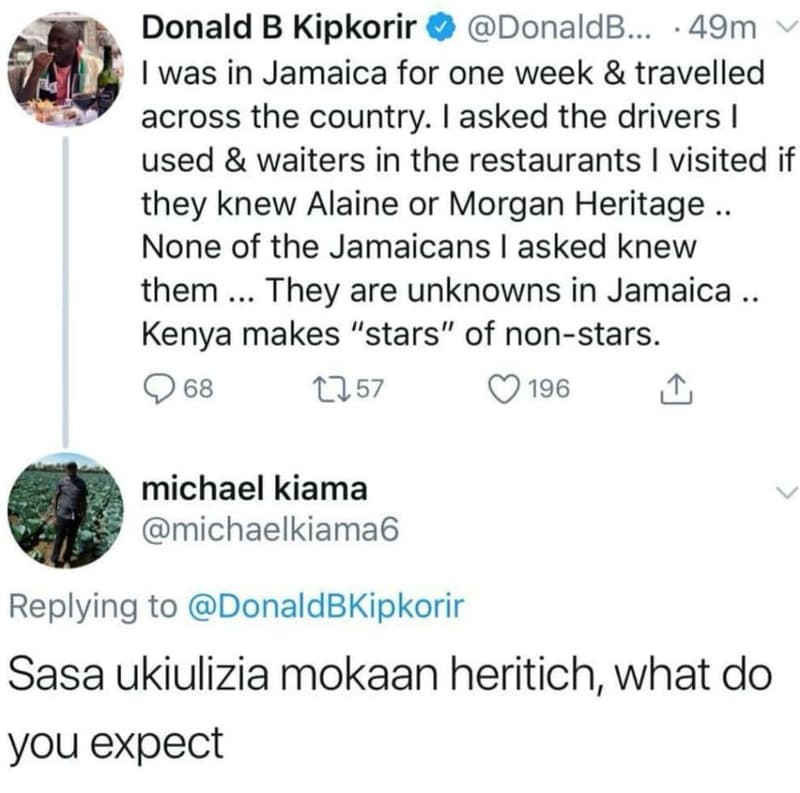 Donald b kipkorir donaldb 49m was in jamaica for one week travelled across the c