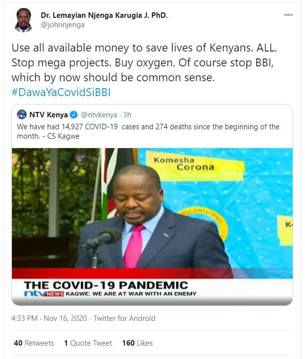 Dr. lemayian njenga karugia phd. johnnjenga use all available money to save live