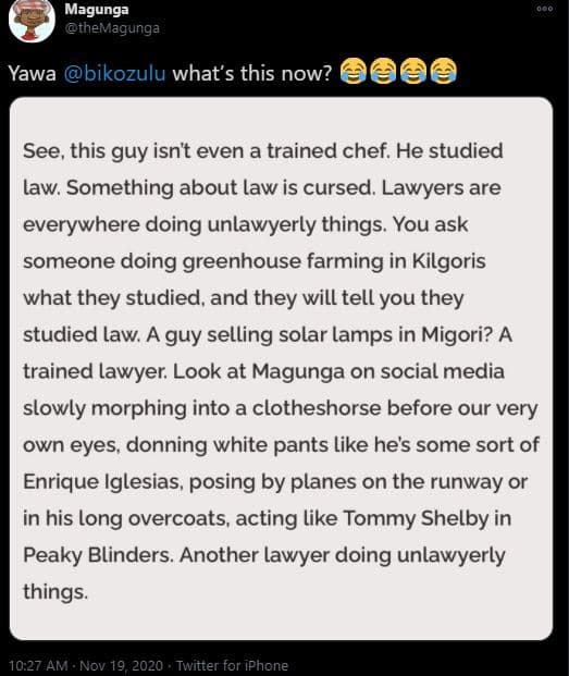 Magunga themagunga yawa bikozulu what's this now? see, this guy isnt even a trai