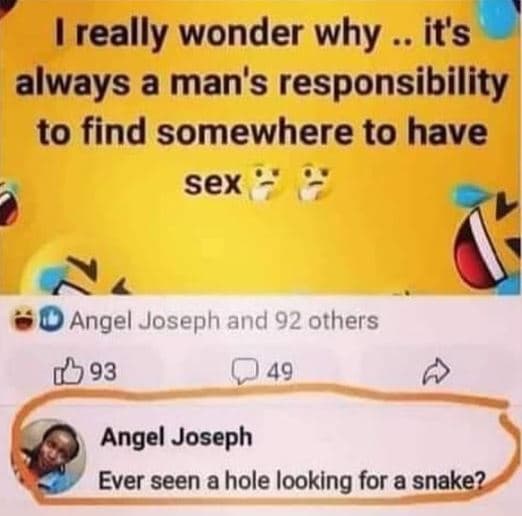 Really wonder why it's always a man's responsibility to find somewhere to have s