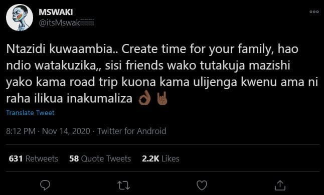 Mswaki itsmswakiiiiiii ntazidi kuwaambia. create time for your family, hao ndio
