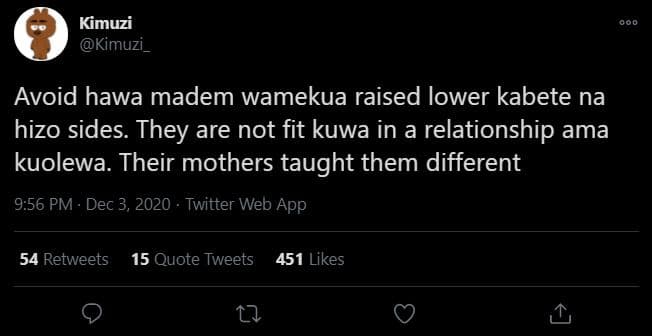 Kimuzi kimuzi _ avoid hawa madem wamekua raised lower kabete na hizo sides. they