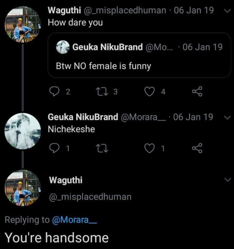 Waguthi _misplacedhuman 06 jan 19 how dare you geuka nikubrand mo. 06 jan 19 btw