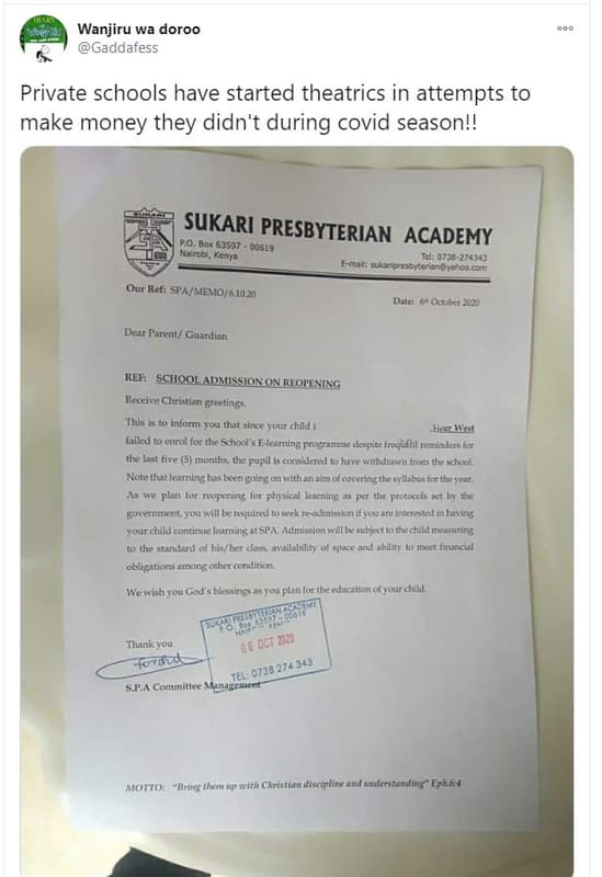 Wanjiru wa doroo gaddafess private schools have started theatrics in attempts to