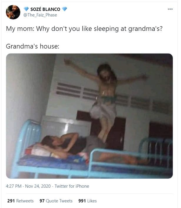 Soz blanco the_faiz_phase my mom why don't you like sleeping at grandma's? grand