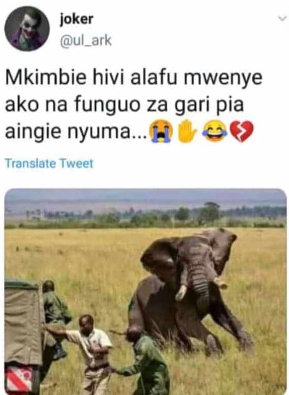 Joker ul_ark mkimbie hivi alafu mwenye ako na funguo za gari pia aingie nyuma_ t