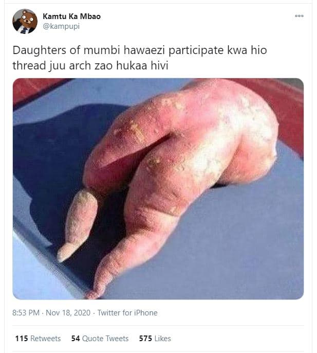 Kamtu ka mbao kampupi daughters of mumbi hawaezi participate kwa hio thread juu