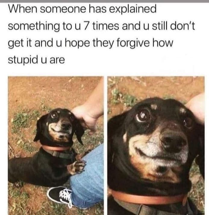 When someone has explained something to u 7 times and u still don't get it and u