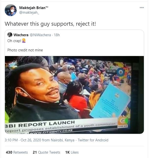 Maktejah brian maktejah _ whatever this guy supports reject it! wachera niwacher