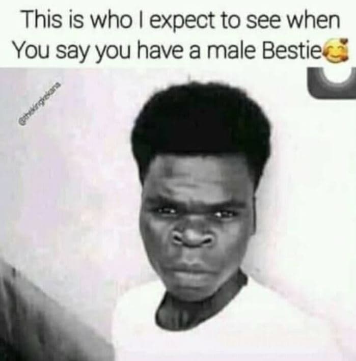 This is who expect to see when you say you have a male bestie