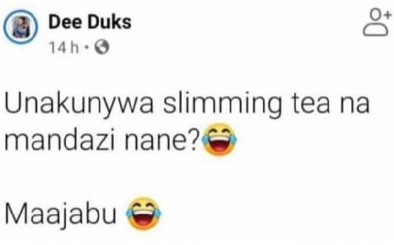 Dee duks 14h 8 unakunywa slimm ing tea na mandazi nane? maajabu