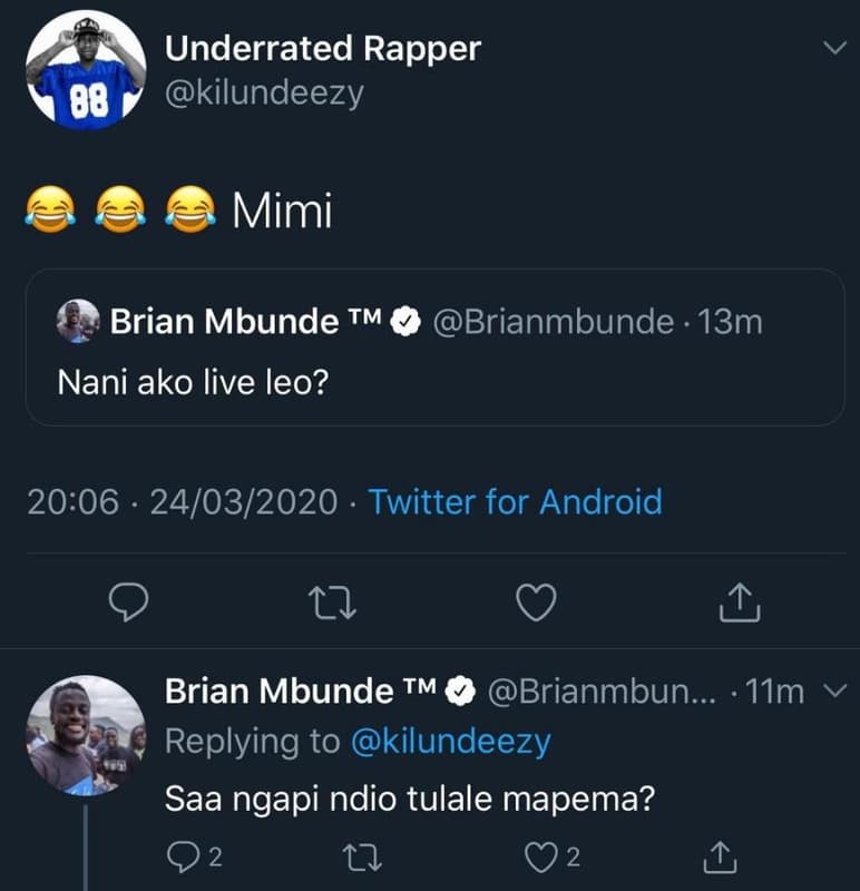 Underrated rapper 88 kilundeezy mimi brian mbunde tm nani ako live leo? brianmbu