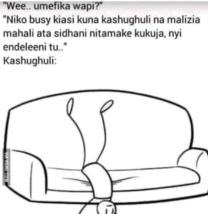 Wee. umefika wapi? niko busy kiasi kuna kashughuli na malizia mahali ata sidhani