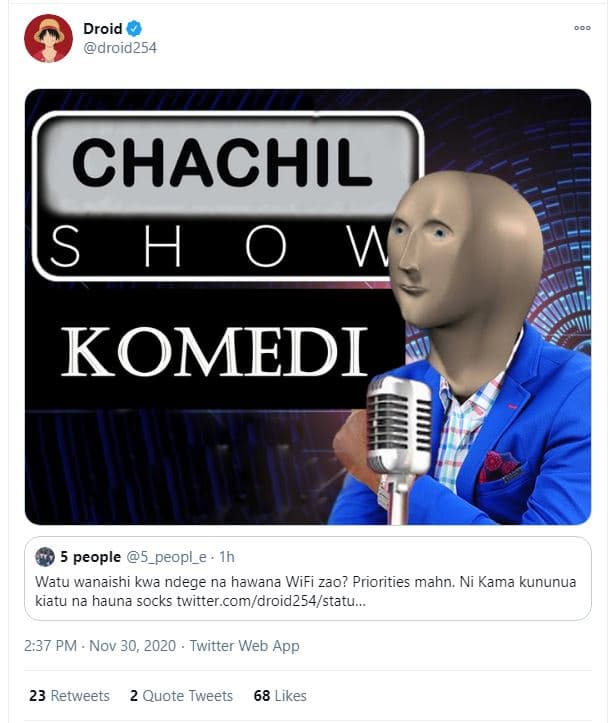 Droid droid254 chachil s h 0 komedi 5 people 5_peopl watu wanaishi kwa ndege na