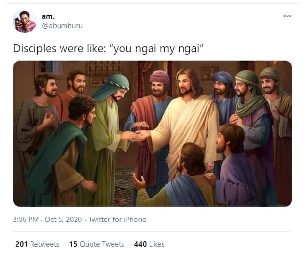 Am abumburu disciples were like you ngai my ngai 3.06 pm . oct 5, twitter for ip