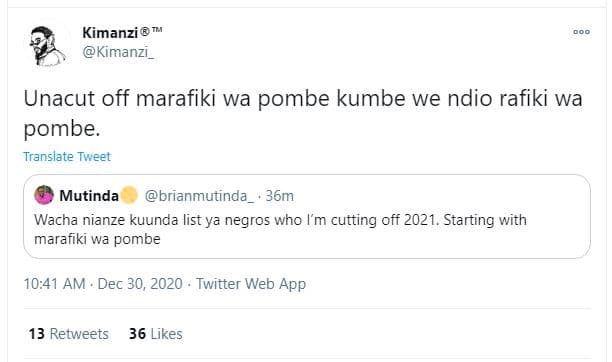 Kimanzi kimanzi _ unacut off marafiki wa pombe kumbe we ndio rafiki wa pombe. tr
