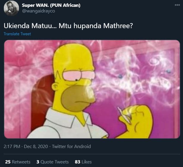 Super wan pun african wangaidrayco ukienda matuu_ mtu hupanda mathree? translate