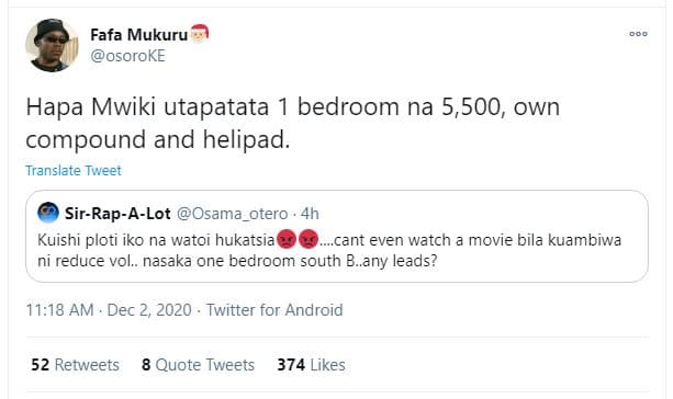 Fafa mukuru osoroke hapa mwiki utapatata bedroom na 5,500, own compound and heli