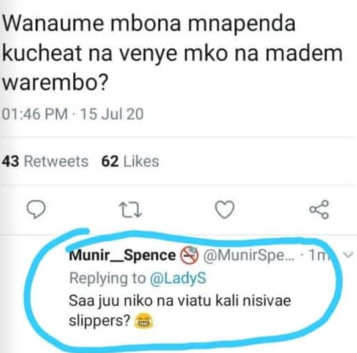 Wanaume mbona mnapenda kucheat na venye mko na madem warembo? 01,46 pm 15 jul 20