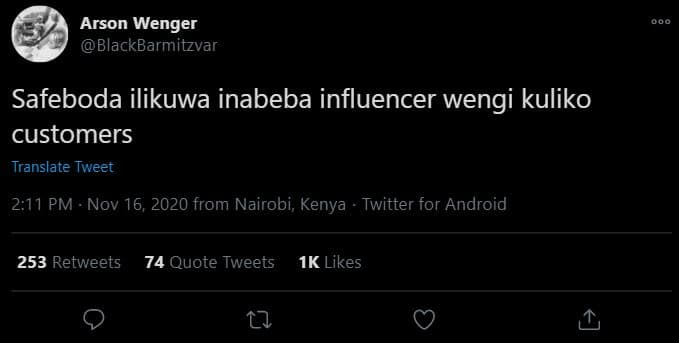 Arson wenger blackbarmitzvar safeboda ilikuwa inabeba influencer wengi kuliko cu