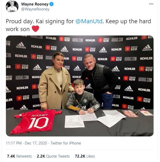 Wayne rooney waynerooney proud day. kai signing for manutd. keep up the hard wor