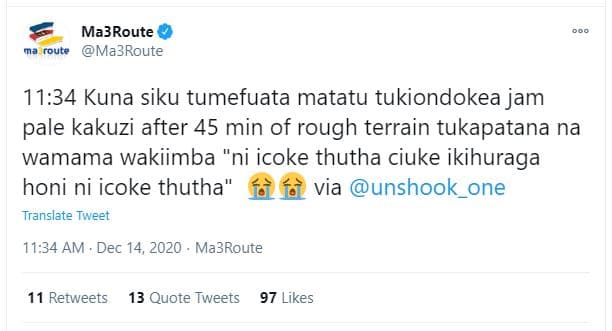 Ma3route coute ma3route 11.34 kuna siku tumefuata matatu tukiondokea jam pale ka