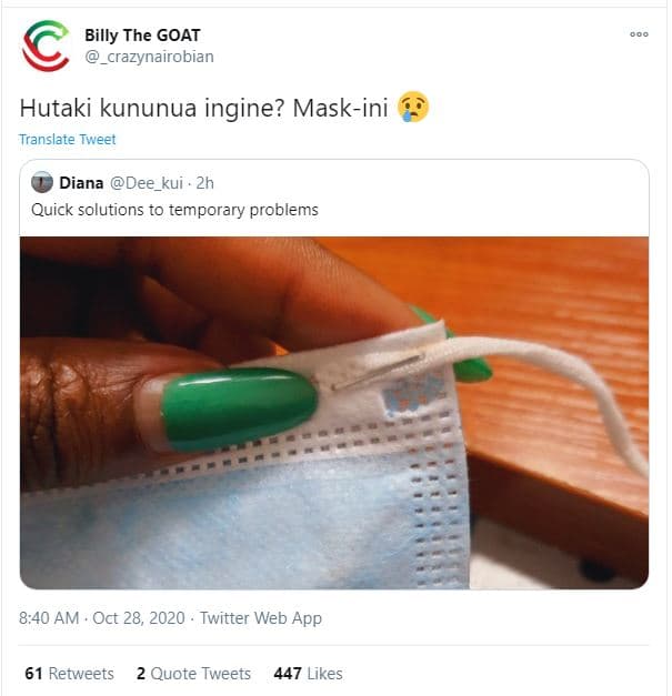 Billy the goat crazynairoblan hutaki kununua ingine? maskini translate tweet dia