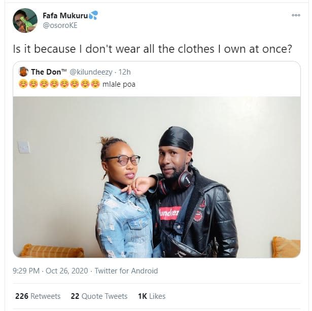 Fafa mukuru osoroke is it because don't wear all the clothes own at once? the do