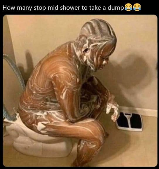 How many stop mid shower to take a dump