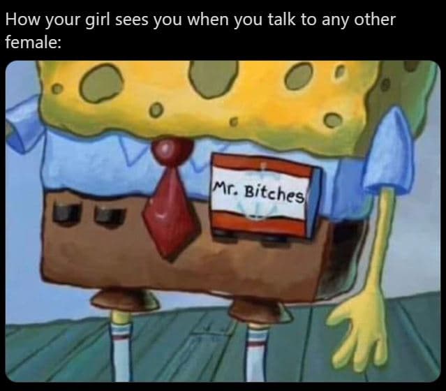 How your girl sees you when you talk to any other female mr. bitches