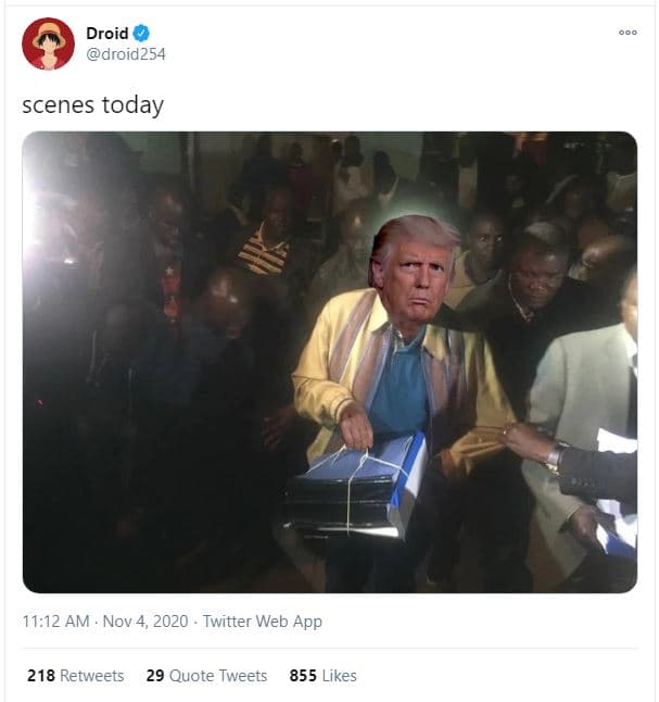 Droid droid254 scenes today 11.12 am nov 4, twitter web app 218 retweets 29 quot