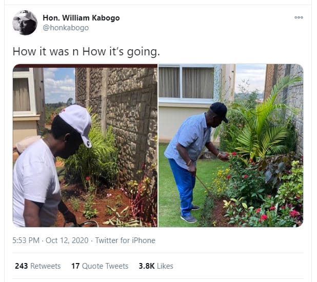 Hon. william kabogo honkabogo how it was n how it's going 5.53 pm oct 12, twitte