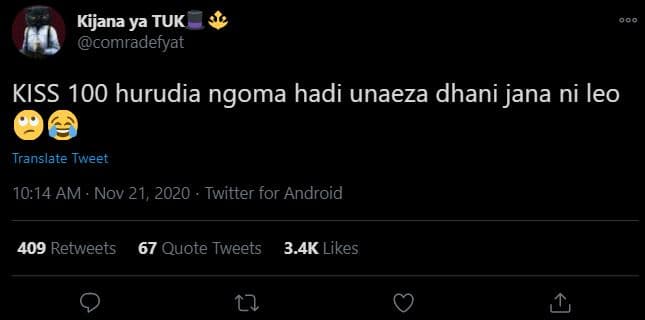 Kijana ya tuk comradetyat kiss 100 hurudia ngoma hadi unaeza dhani jana ni leo t