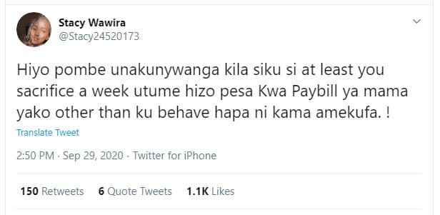 Stacy wawira stacy24520173 hiyo pombe unakunywanga kila siku si at least you sac