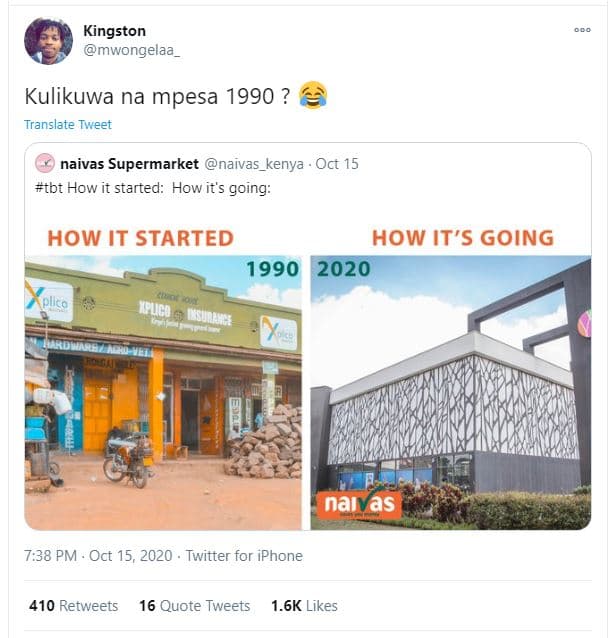 Kingston mwongelaa kulikuwa na mpesa ? translate tweet naivas supermarket naivas