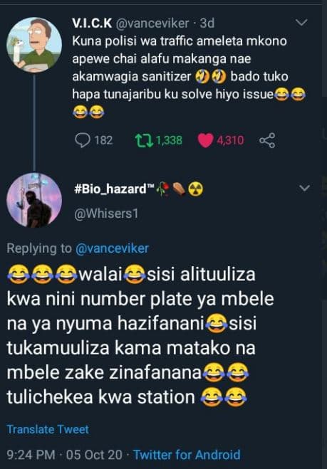 Vick vanceviker 3d kuna polisi wa traffic ameleta mkono apewe chai alafu makanga