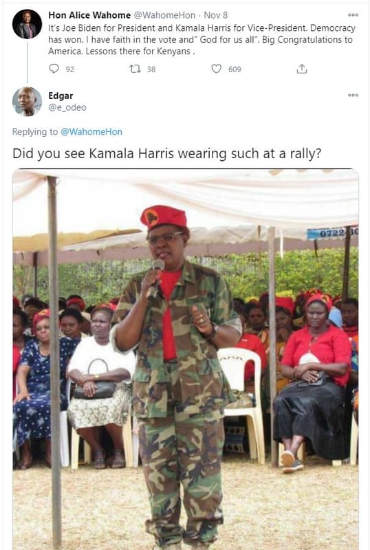 Hon alice wahome wahomehon nov 8 its joe biden for president and kamala harris f