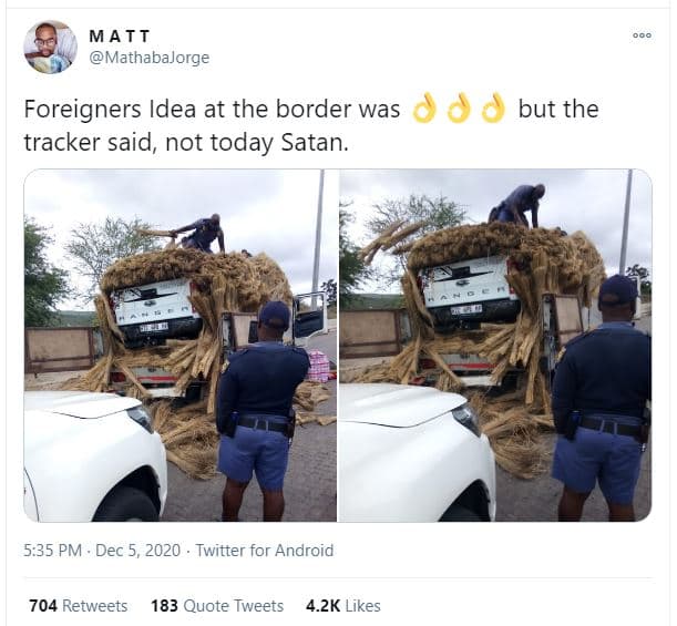Matt mathabajorge foreigners idea at the border was tracker said, not today sata